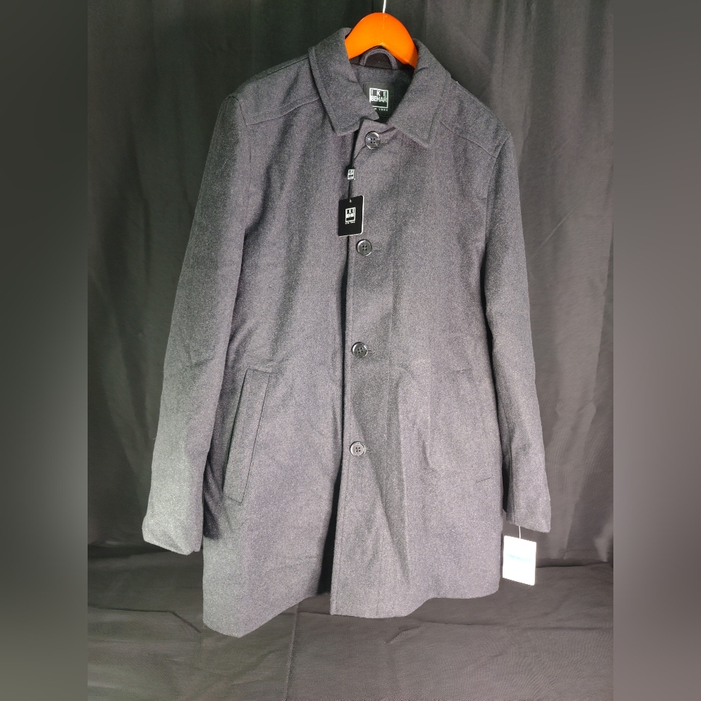 NWT Ike Behar Charcoal Wool Trench Coat L